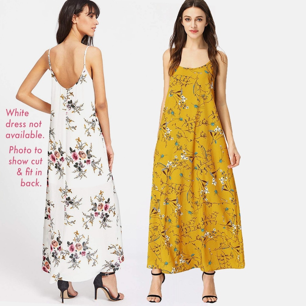 Golden Yellow Floral Maxi Dress NWOT - Picture 2 of 8